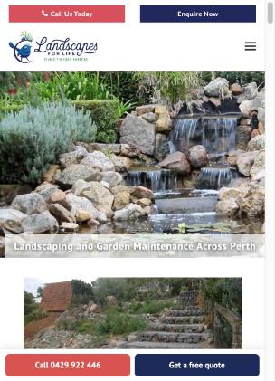The Enquire Now button at the top of the Landscapes For Life homepage