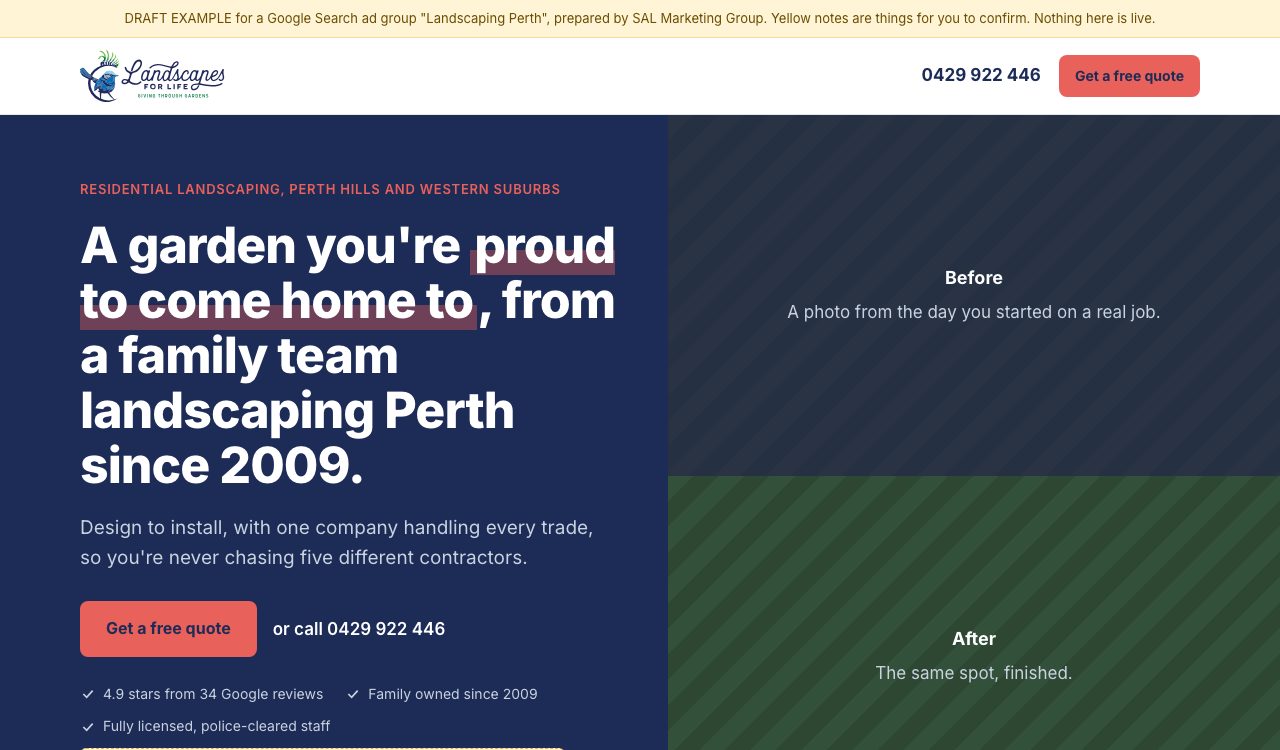 Preview of the Landscaping Perth landing page